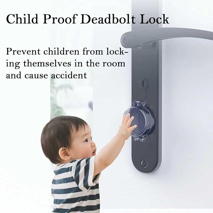 2 Pack Deadbolt Child Safety Lock Cover, Child Proof Door Knob Cover, Large Size Door Safety Deadbolt Lock for Kids, 2.76 * 2.14"-BubblyBeeBaby
