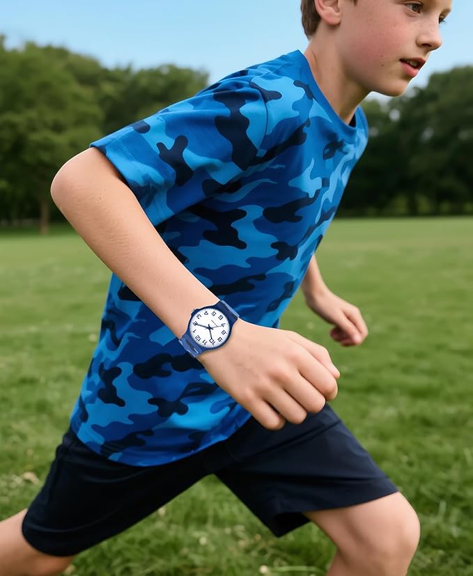 Kids Analog Watch Boys Girls, 30M Waterproof, Sports Watch for Boys, Easy to Read Children's Thin Dial Wrist Watches with Soft Band, for Ages 5-15 Kids Great Birthday Gifts Christmas Day-BubblyBeeBaby