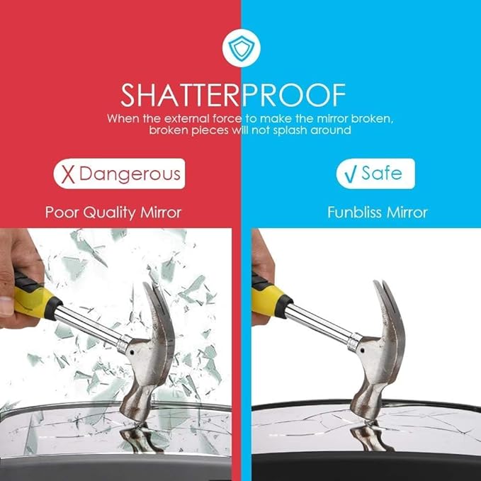 Funbliss Fixed Headrest Baby Car Mirror, Car Mirror for Baby Compatible with Tesla and other vehicles,360° Rotation, Shatterproof Plastic, No Assembly Required-BubblyBeeBaby