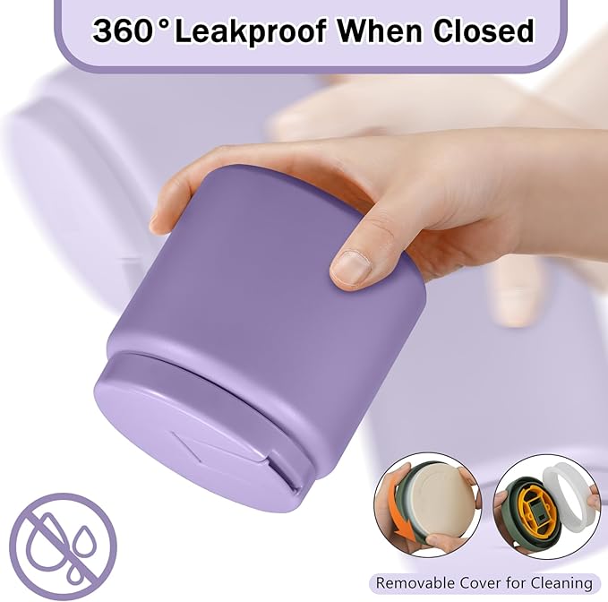 26oz Kids Thermos for Hot Food, Insulated Vacuum Food Jar with Buckle Lid, Stainless Steel Wide Mouth Leak Proof Insulated Lunch Container for School Picnic Travel, Purple-BubblyBeeBaby