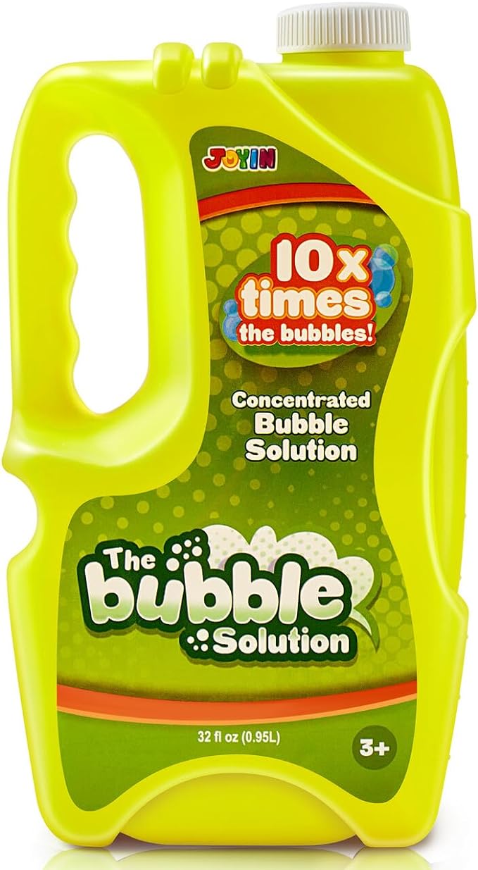 JOYIN 32 oz Bubble Solution Refills (Close to 1L/ 2.5 Gallon), Concentrated Solution for Bubble Machine, Wands, Blower, Easter (Yellow)-BubblyBeeBaby