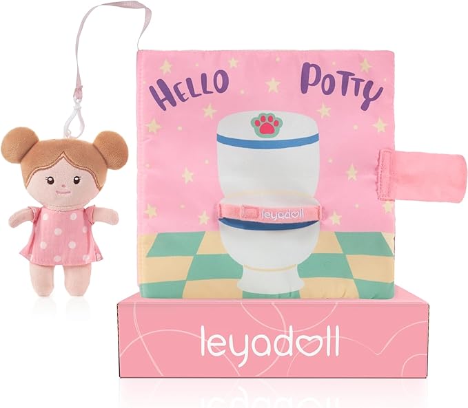 Interactive Sensory Soft Cloth Book, Educational Crinkle Quiet Activity Busy Book for Babies,Toddler Travel Toy Gift for Boys and Girls (Hello Potty)-BubblyBeeBaby