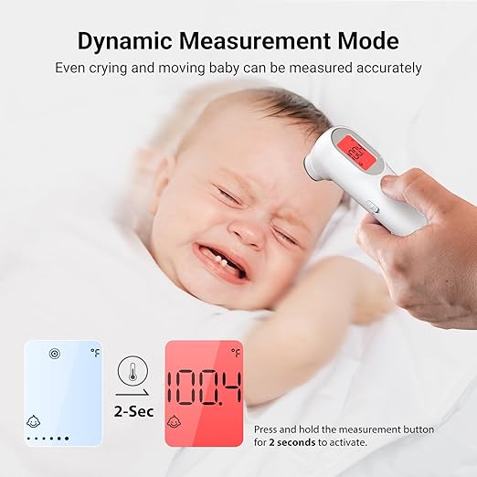 iHealth Infrared Digital Thermometer for Adults and Kids, Baby Thermometer with 3-in-1 Mode & 3-Color Prompt, Fever Alarm & Silent Mode, Forehead & Object Detection, 40 Memory Storages, PT9L, White-BubblyBeeBaby