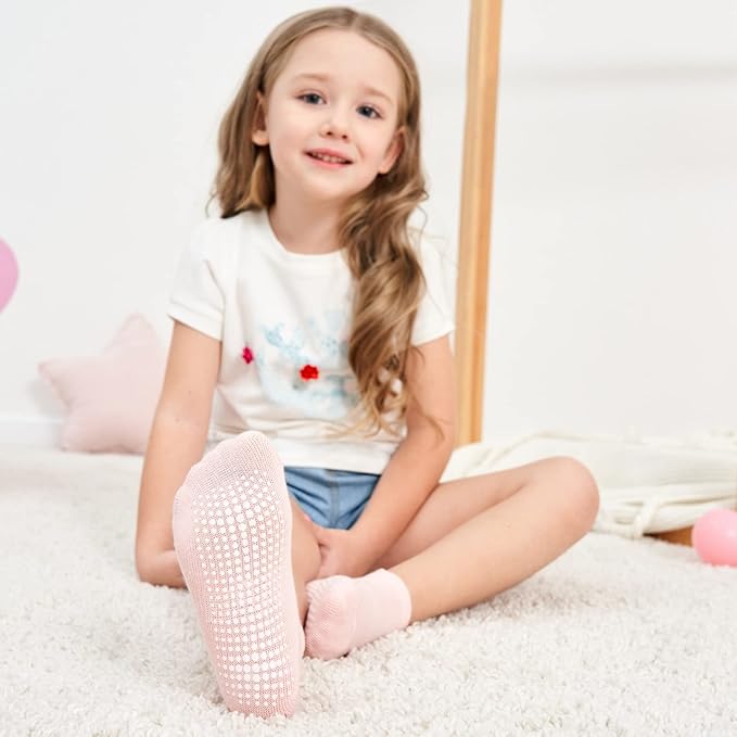 Zaples Baby Non Slip Grip Ankle Socks with Non Skid Soles for Infants Toddlers Kids Boys Girls-BubblyBeeBaby