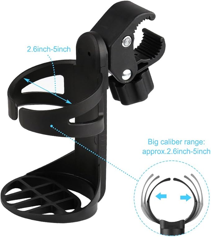 Accmor Stroller Cup Holder, Universal Cup Holder for Uppababy, Nuna, Doona Strollers, 360 ° Rotatable Bottle Holder for Stroller, Bike, Wheelchair, Walker, Scooter-BubblyBeeBaby