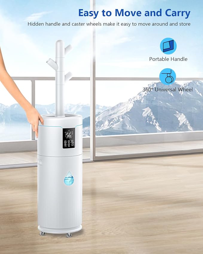 17L/4.5Gal Ultra Large Humidifiers for Bedroom 2000 sq ft, Quiet Humidifiers for Large Room, Tower Humidifier with 4 Mist Mode & Extension Tube for Home School Office Commercial Greenhouse Plants-BubblyBeeBaby