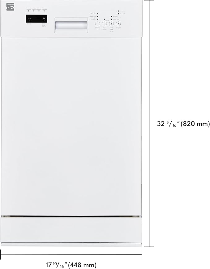Kenmore 18" Built-in Stainless Steel Tub Dishwasher EasyFlex 3rd, SmartWash, UltraWash Plus, TurboDry, MoreSpace Adjustable Rack, Energy Star Certified, White-BubblyBeeBaby