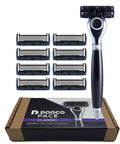 DORCO Pace Classic - Seven Blade Razor System with Pivoting Head and Premium Handle- 9 Pack (1 Handle + 9 Cartridges)