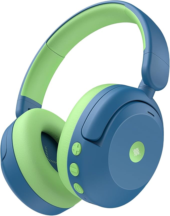 iClever BTH20 Active Noise Cancelling Headphones for Kids, 60H Play Time,Type C Fast Charging, Safe Volume 80dBA, Bluetooth5.4, Award-Winning Kids Headphones Wireless for iPad Tablet Airplane, Blue-BubblyBeeBaby