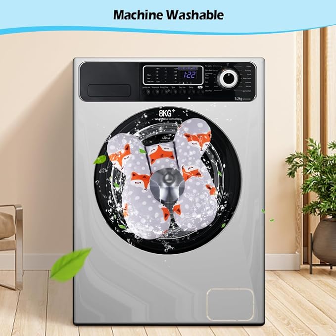 KAKIBLIN Baby Travel Pillow,Baby Neck Pillows for Car Seat,Upgraded Baby Head Pillow,Toddler Head and Neck Baby Support Pillow for Car Seat, Pushchair,Travel (Gray Fox)-BubblyBeeBaby