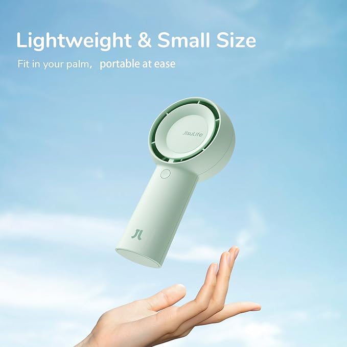 JISULIFE Portable Handheld Turbo Fan [16H Max Cooling Time], 4000mAh USB Rechargeable Personal Battery Operated Lash Small Pocket Fan with 5 Speeds for Travel/Outdoor/Vacation/Concerts - Green-BubblyBeeBaby