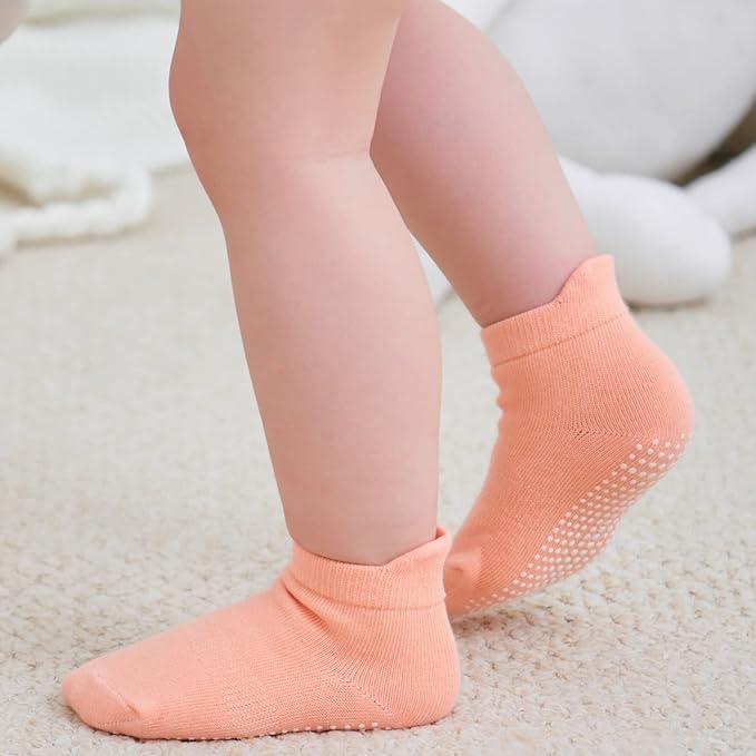 Zaples Baby Non Slip Grip Ankle Socks with Non Skid Soles for Infants Toddlers Kids Boys Girls-BubblyBeeBaby