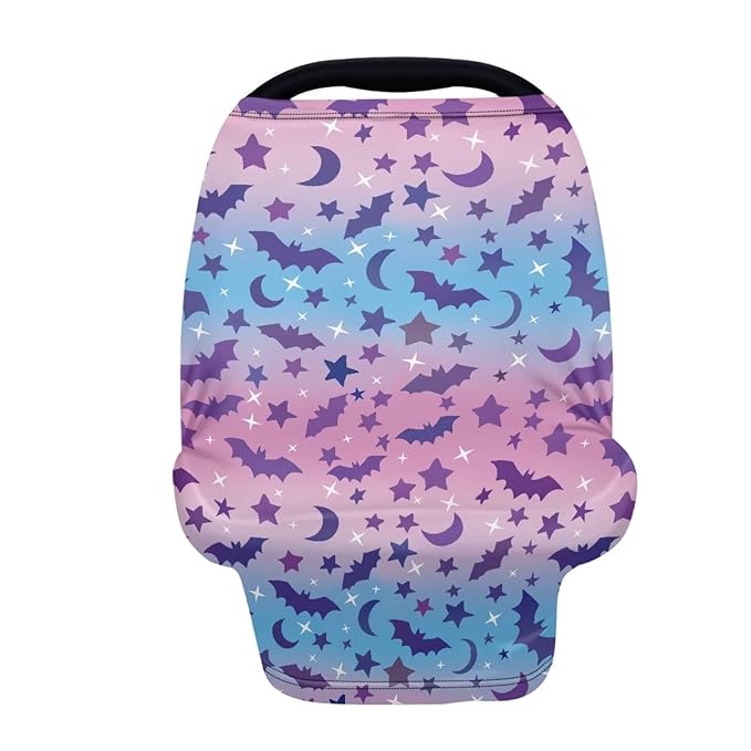 Binienty Halloween Bats Car Seat Cover Canopies for Baby Multi Use Cover Nusring Covers Stretchy Infants Stroller Cover/High Chair/Breastfeeding Cover-BubblyBeeBaby