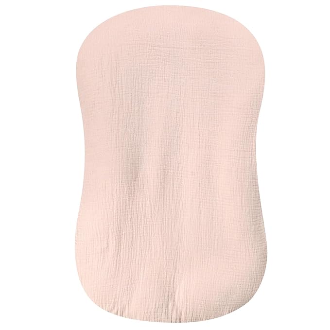 Hooyax Muslin Baby Lounger Cover 1 Pack, 100% Cotton Soft & Breathable Infant Lounger Covers Only for Newborn (Light Pink)-BubblyBeeBaby