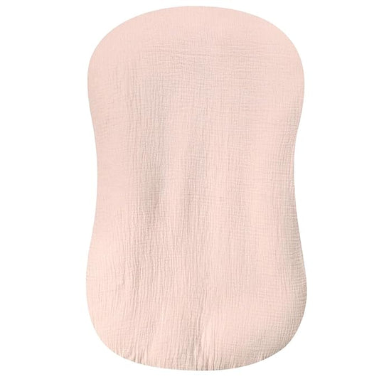 Hooyax Muslin Baby Lounger Cover 1 Pack, 100% Cotton Soft & Breathable Infant Lounger Covers Only for Newborn (Light Pink)-BubblyBeeBaby