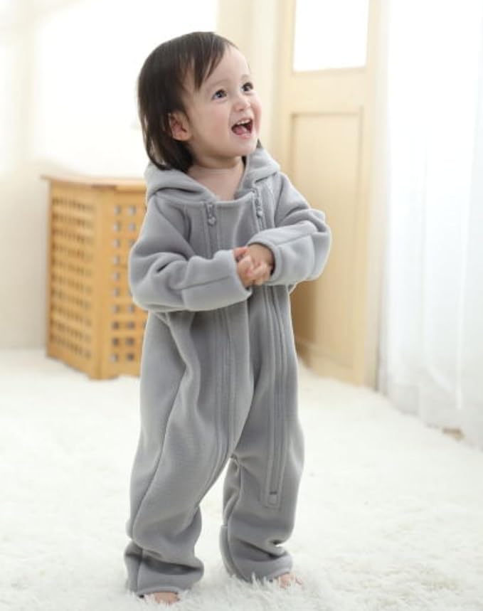 Newborn Baby Fleece Jumpsuit Girls Boys Winter Hooded Coverall Romper Cute Baby Snowsuit Clothes-BubblyBeeBaby