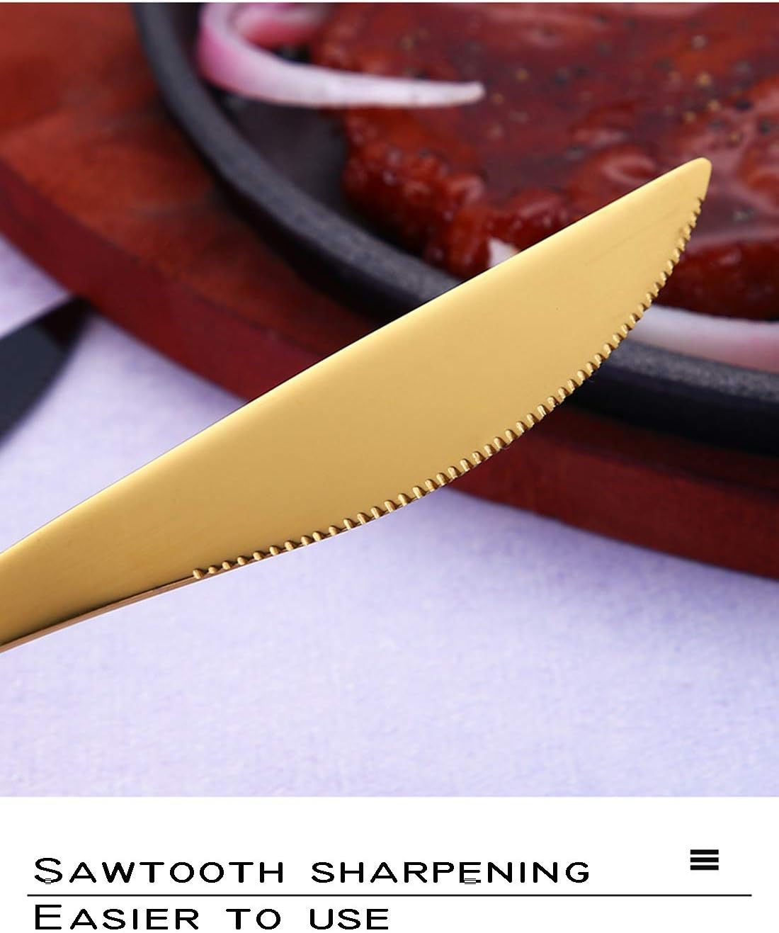 AARAINBOW 6 Pieces 18/8 Stainless Steel Flatware Set Portable Reusable Cutlery Set Travel Utensils Set Including Chopsticks Knife Fork Spoon Straws Cleaning Brush Dishwasher Safe (Golden)