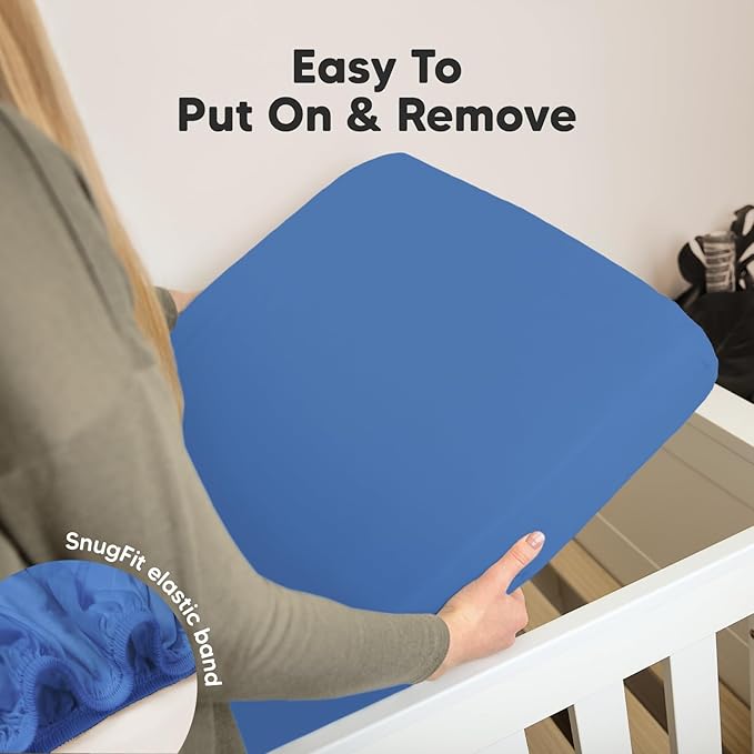 KeaBabies 2-Pack Organic Crib Sheets for Boys, Girls - 52x28 Fitted Crib Mattress Sheet Neutral, Breathable Jersey Cotton Cover for Baby Bed, Toddler Mattress, Soft & Cute Prints (Cornflower)-BubblyBeeBaby