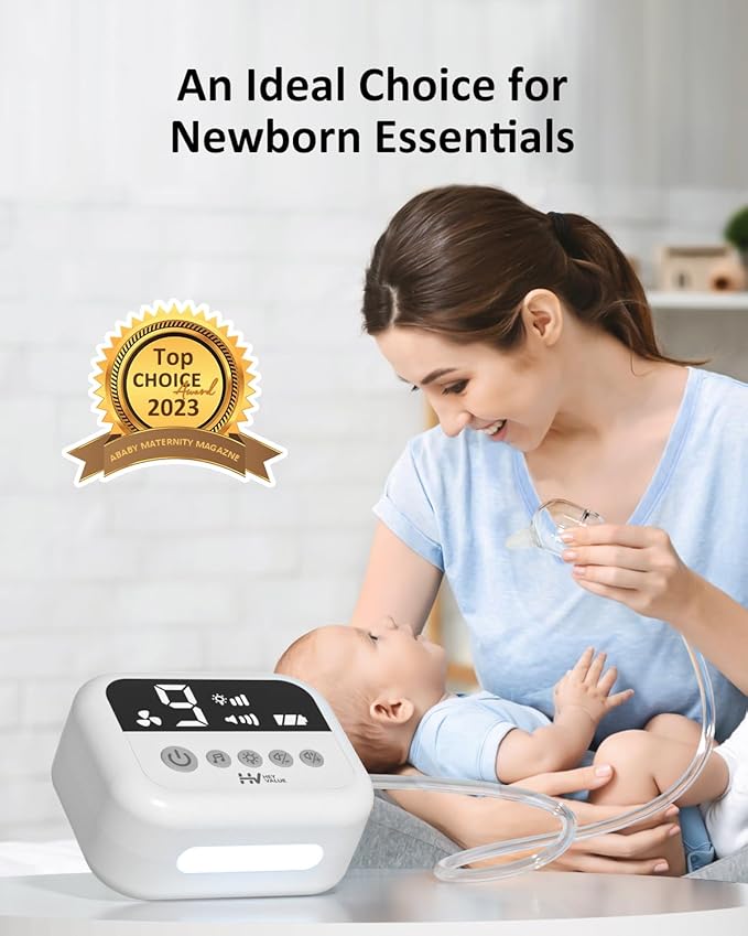 HEYVALUE Nasal Aspirator for Baby, Hospital Grade Nose Sucker with 9 Levels Suction, Night Light and Nursery Rhyme Soothing Function, Electric Nose Suction for Baby with Food-Grade Silicone Tips-BubblyBeeBaby