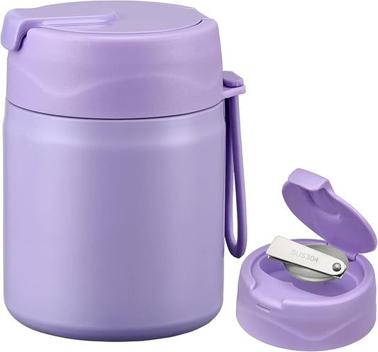 17oz Soup Thermo for Hot Food Kids,Insulated Food Jar with Spoon,Thermo Hot Food Lunch Container,Wide Mouth Leakproof Stainless Steel Lunch Box for School-Purple-BubblyBeeBaby