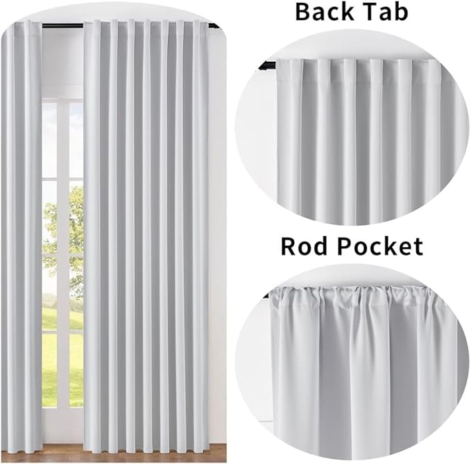Joydeco Custom Blackout Curtains for Bedroom, 1 Panel Room Darkening Curtains & Drapes for Living Room Window Rod Pocket Back Tab (Custom Size,Greyish White)-BubblyBeeBaby