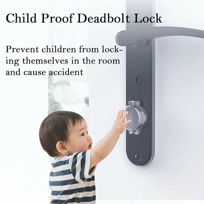 2 Pack Deadbolt Child Safety Lock Cover, Child Proof Door Knob Cover, Large Size Door Safety Deadbolt Lock for Kids, 2.76 * 2.14"-BubblyBeeBaby