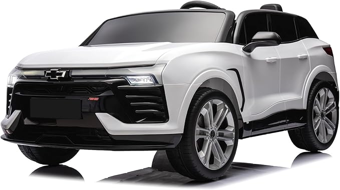 Hetoy 24V 2-Seater SUV Licensed Chevrolet Blazer Ride On Car Toy w/Parent Remote Control, 3 Speeds, Wireless Music, MP3 Player, Electric Car for Kids Ages 3-8, White-BubblyBeeBaby