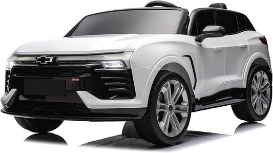 Hetoy 24V 2-Seater SUV Licensed Chevrolet Blazer Ride On Car Toy w/Parent Remote Control, 3 Speeds, Wireless Music, MP3 Player, Electric Car for Kids Ages 3-8, White-BubblyBeeBaby