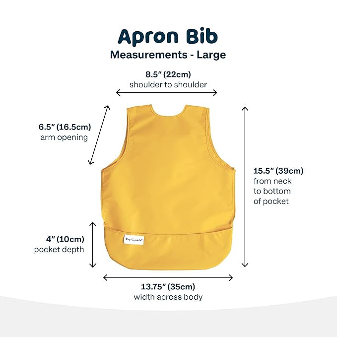 Tiny Twinkle Mess Proof Apron Bibs - 2 Pack Waterproof & Lightweight Baby Bibs for Led Weaning | 100% Recycled Polyester, Easy Clean & Machine Washable (Taupe Dandelion,Small 6-24 Months)-BubblyBeeBaby