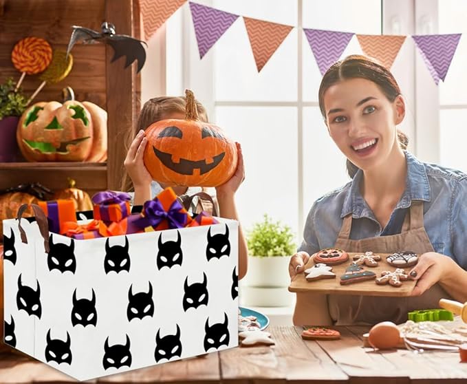 HIYAGON Batman Basket Kids Storage Basket Cute Basket Empty Toy Storage Bin Organizer Box Rectangular Room Decor for Home Books(Black bats)-BubblyBeeBaby