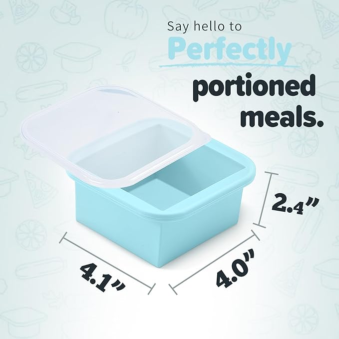 2-Cup Silicone Freezer Trays with Lids – Perfect for Meal Prep, Portion Control, and Easy Freezing-Meal Prep Container Molds for Soup,Leftovers (Aqua, 2 Pack)-BubblyBeeBaby