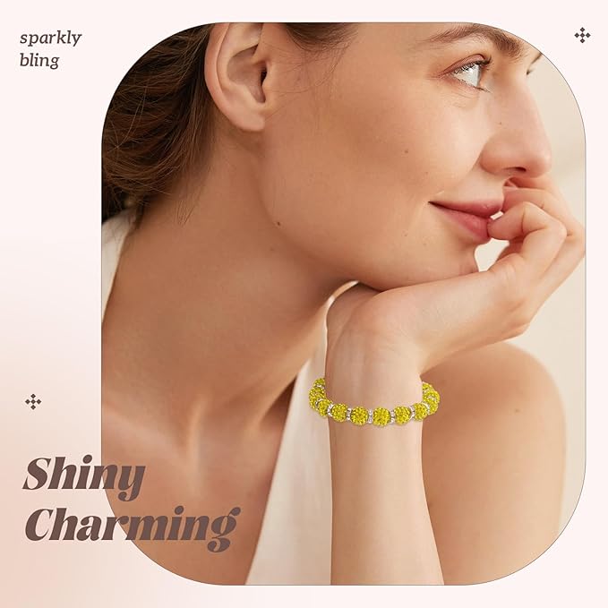 200pcs 10mm Rhinestone Beads for Jewelry Making, Yellow Shiny Round Disco Ball Beads Bulk, Sparkle Crystal Clay Christmas for Bracelet Baseball Necklace Earring Crafting and DIY-BubblyBeeBaby