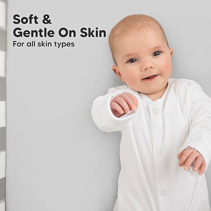 KeaBabies 2-Pack Organic Crib Sheets for Boys, Girls - 52x28 Fitted Crib Mattress Sheet Neutral, Breathable Jersey Cotton Cover for Baby Bed, Toddler Mattress, Soft & Cute Prints (French Gray)-BubblyBeeBaby