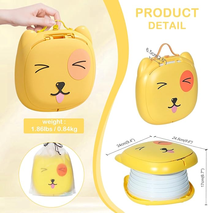 2025 Upgraded Portable Potty Training, Travel Potty for Toddler, portable toilet for kids Foldable, Apply to Seat Emergency Toilet for Camping, Outdoor,Car, Indoor (Yellow)-BubblyBeeBaby