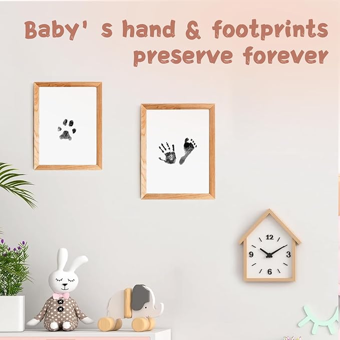 Inkless Baby Hand and Footprint Kit,Clean-Touch Ink Pad Kit,Safe No Mess Printing Infant Hand Foot Stamp,4 Pack Newborn Inkless Print Pads Best Keepsake or Gifts for Family-BubblyBeeBaby
