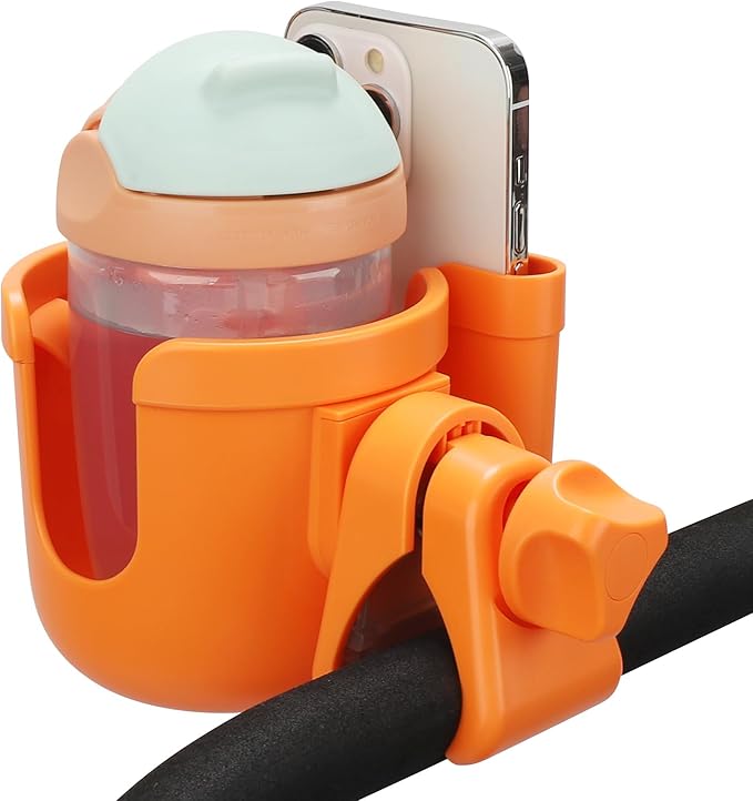 Accmor Stroller Cup Holder with Phone Holder, Bike Cup Holder, Universal Cup Holder for Uppababy Nuna Doona Strollers, 2-in-1 Cup Phone Holder for Stroller, Bike, Wheelchair, Walker, Scooter-BubblyBeeBaby