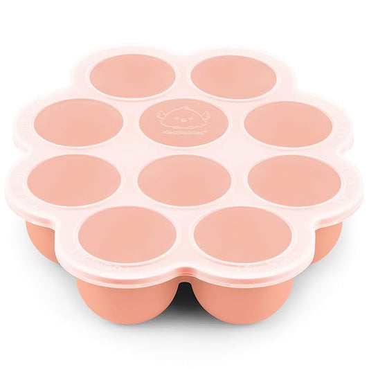 KeaBabies Silicone Food Freezer Trays with Lid, 2oz x 10 Pods Baby Food Storage Containers, Easy Puree Meal Prep, Breast Milk Silicone Freezer Molds, Dishwasher,Microwave Safe,BPA-Free(Roseate)-BubblyBeeBaby