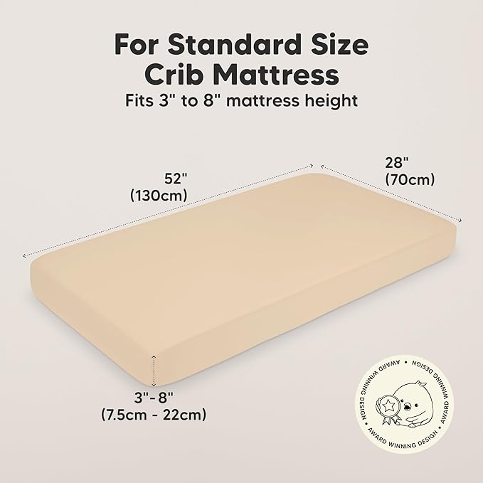 KeaBabies 2-Pack Organic Crib Sheets for Boys, Girls - 52x28 Fitted Crib Mattress Sheet Neutral, Breathable Jersey Cotton Cover for Baby Bed, Toddler Mattress, Soft & Cute Prints (Rust)-BubblyBeeBaby