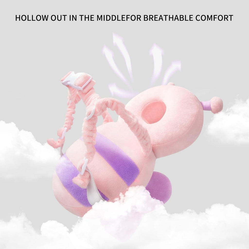 Baby Head Protector Backpack, Toddler Padded Carrier With Elasticated Wear (Pink Butterfly)