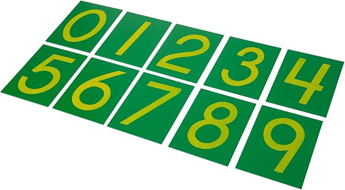 Adena Montessori Wooden Math Counting,Sandpaper Numbers with Box for Toddlers Kids,Early Development Math Material for Preschool Learning Education Toys,Sensory 0-9 Cards Montessori Flash Cards-BubblyBeeBaby