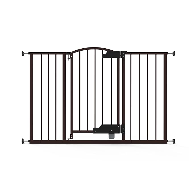 Ingenuity Easy Open Baby Gate & Dog Gate, Hands-Free Open Patent-Pending Foot Pedal, 27.5"-52" Wide, 28" Tall, Hardware or Pressure Mounted, Install in Doorway, Bottom of Stairs, or Wall - Espresso-BubblyBeeBaby