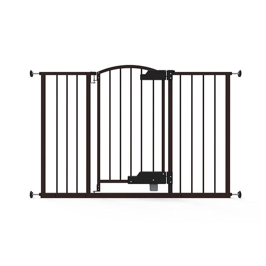 Ingenuity Easy Open Baby Gate & Dog Gate, Hands-Free Open Patent-Pending Foot Pedal, 27.5"-52" Wide, 28" Tall, Hardware or Pressure Mounted, Install in Doorway, Bottom of Stairs, or Wall - Espresso-BubblyBeeBaby