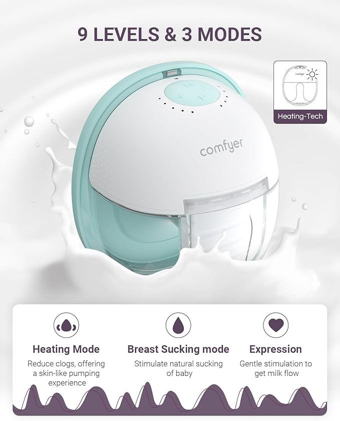 Heated Breast Pump Hands Free, Industry-Leading Heating Tech, Innovative Magnetic Charging Base, App Discreet Control, 20pcs Breastmilk Storage Bags Included, Hospital-Grade Suction, 2 Pack-BubblyBeeBaby