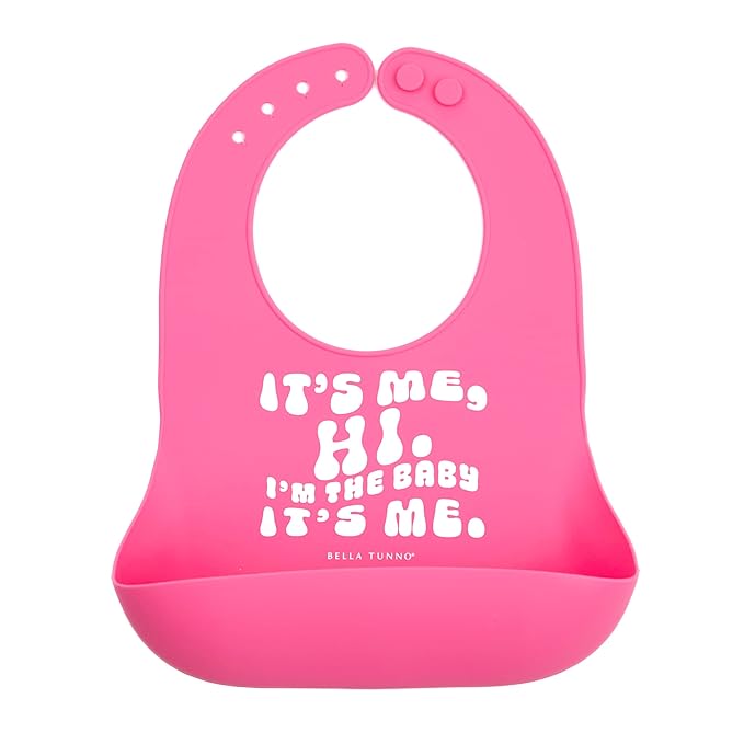 Baby Bib for Eating by Bella Tunno, Waterproof Silicone Bib with Large Food Catcher, Adjustable Fit for Babies 4-12 months & Toddlers 1-3 Years, Boys & Girls, It’s Me Hi-BubblyBeeBaby