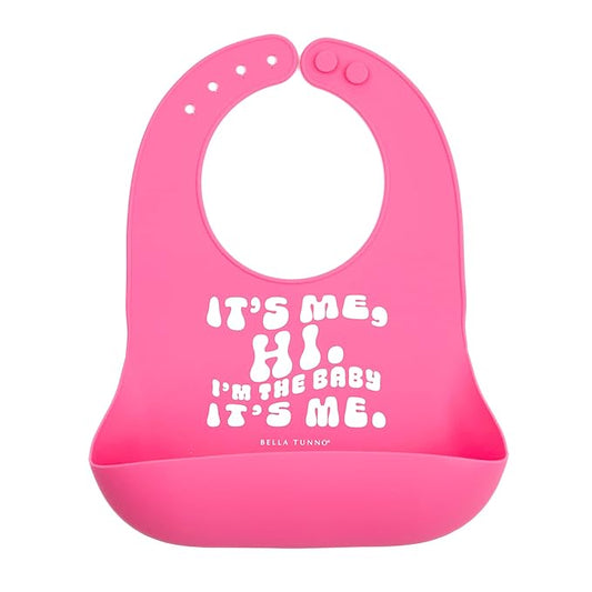 Baby Bib for Eating by Bella Tunno, Waterproof Silicone Bib with Large Food Catcher, Adjustable Fit for Babies 4-12 months & Toddlers 1-3 Years, Boys & Girls, It’s Me Hi-BubblyBeeBaby