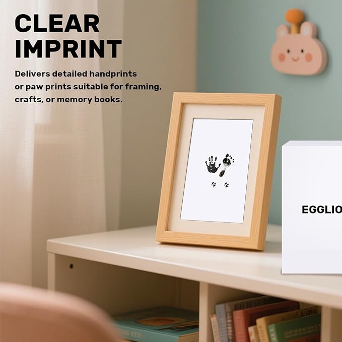 2-Pack Inkless Baby Hand and Footprint Kit with Mess-Free Ink Pad – Baby Safe Ink Pad for Hand, Foot & Paw Prints – Newborn Footprint & Paw Print Kit for Dogs and Cats – 8 Keepsake Art Cards-BubblyBeeBaby