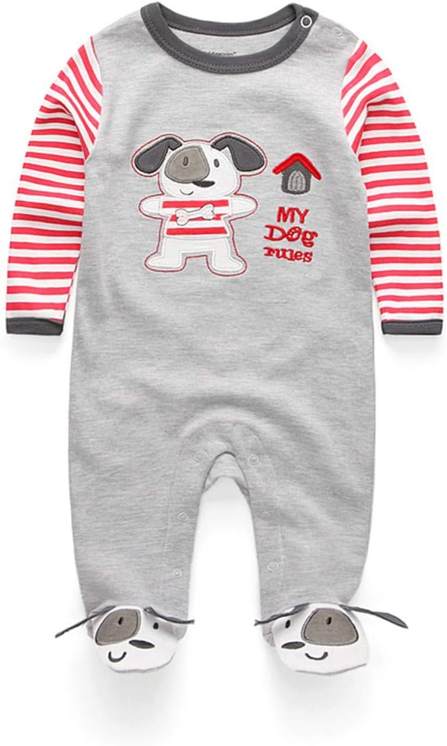 Kiddiezoom Baby and Toddler Boys'Snug Fit Footed One-Piece Romper Jumpsuit Cotton Cotton Footed Outfit-BubblyBeeBaby