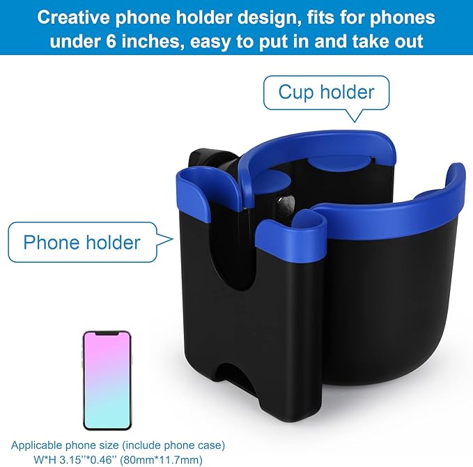 Accmor Stroller Cup Holder with Phone Holder, Bike Cup Holder, Universal Cup Holder for Uppababy Nuna Doona Strollers, 2-in-1 Cup Phone Holder for Stroller, Bike, Wheelchair, Walker, Scooter-BubblyBeeBaby