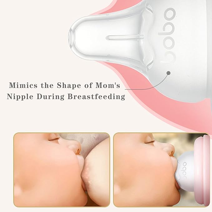 YOHKOH Natural Glass Baby Bottle with Natural Response Nipple, Newborn Anti-Colic Baby Bottles, Wide Neck Mushroom Cap Baby Bottle, Clear (Blue, (8.8oz (Pack of 2))-BubblyBeeBaby