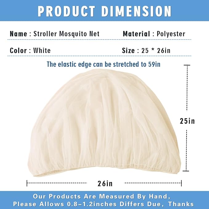 Mosquito Net for Stroller - Protective 2Pack Perfect Bug Net for Strollers, Bassinets, Cradles, Playards, Pack N Plays and Portable Mini Crib (Khaki)-BubblyBeeBaby